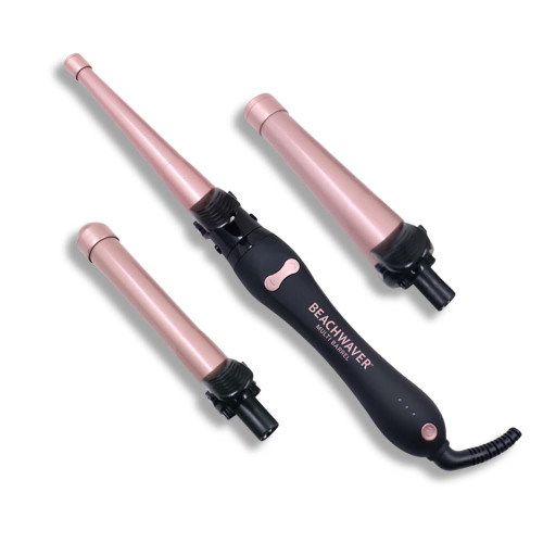 The Beachwaver Co. Multi-Barrel Rotating Curling Iron - Midnight Rose | Professional Automatic Iron with 3 Interchangeable Ceramic Barrels - Attachments Included! | Auto Shut-Off, Travel-Friendly