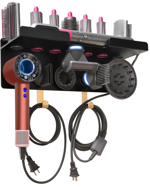 Dyson Airwrap Holder, Dyson Airwrap Wall Mount, 2in1 Dyson Airwrap Organizer and Dyson Hair Dryer Holder, Dyson Hair Dryer Stand for Dyson Airwrap Styler & Supersonic Nural Black UEMUSI