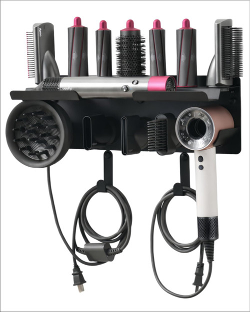 Dyson Airwrap Holder Wall Mount, 2in1 Dyson Airwrap Organizer and Dyson Hair Dryer Holder, Dyson Hair Dryer Stand Compatible with Dyson Airwrap Styler & Supersonic Nural Black BANJEKT
