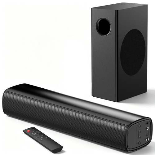 WebsLand Sound Bar with Wired Subwoofer for TV, 70W 2.1 Channel Soundbar