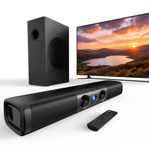 WebsLand 100W Sound Bar with Wired Subwoofer, Deep Bass & Crystal Dialogue