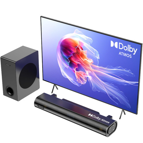Hiwill 2.1ch Sound Bar for Smart tv, 250W Dolby Atmos Surround Sound System for TV, Sound bar with subwoofers, Home Theater Soundbar for TV, Adjustable Mode, Clear Dialogue, HDMI/eARC/ARC/Opt/BT/AUX