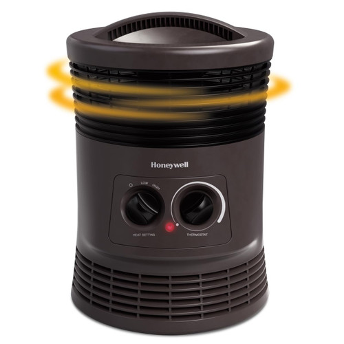 Honeywell HHF360V 360 Degree Surround Fan Forced Heater with Surround Heat Output Charcoal Grey Energy Efficient Portable Heater with Adjustable Thermostat & 2 Heat Settings, Small