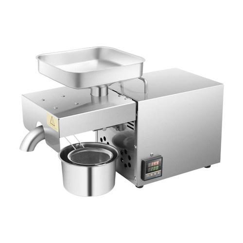 Oil Press Machine, 110V 610W Hot Press Oil Extractor Automatic Commercial Automatic Electric Oil Presser Cold Hot Press w/Display Screen for Rapeseed Crushed Peanuts & Almonds