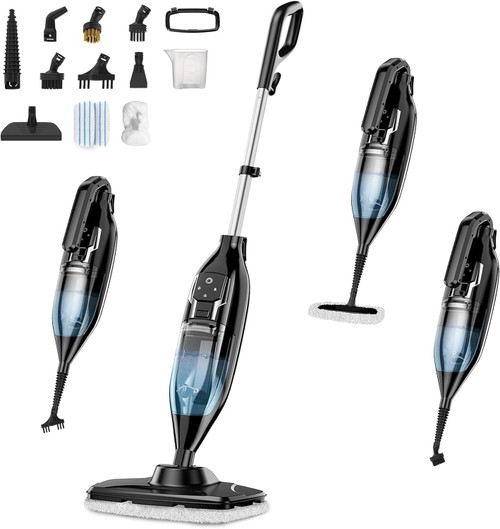 Amzart Steam Mop, 12-in-1 Powerful Handheld Steam Cleaner Detachable Steam Mops for Floor Cleaning, 565ML Removable Tank, 23FT Power Cable, MultiPurpose Steamer for Hardwood, Tile, Grout, Furniture