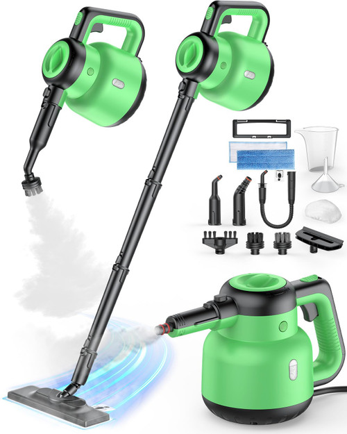 Steam Mop with Detachable Handheld Steam Cleaner for Home, 12-in-1 Floor Steamer for Deep Cleaning, 1400W 15s Quick Heat 221°F Steam Mop Cleaner for Hardwood, Tile, Laminate, Windows, Carpet