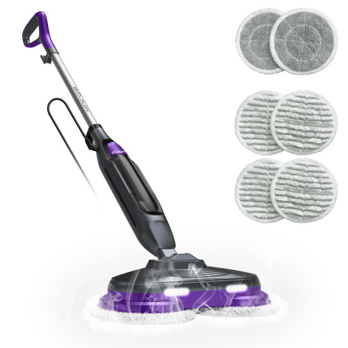 BOJUK Steam and Scrub Mop, Rotating Steam Mop with LED Headlights