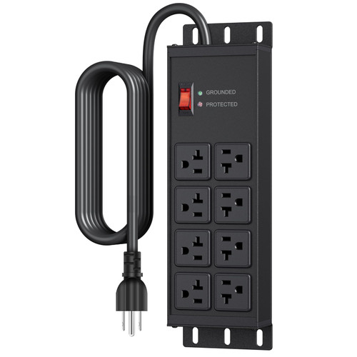 JUNNUJ Heavy Duty Surge Protector, 12 Gauge Extension Cord, Black, 6 FT