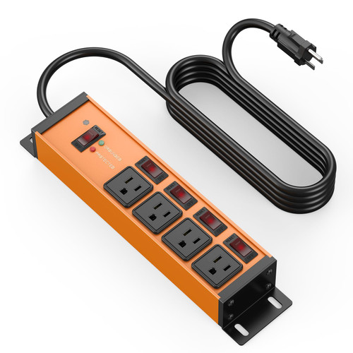 CCCEI Magnetic Heavy Duty Surge Protector, 12 Gauge, Orange, 6FT, 1