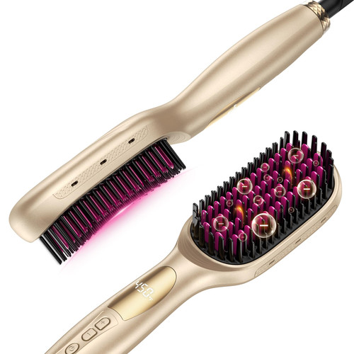 1000M Ionic Hair Straightener Brush, Dual Voltage Straightening Brush Women