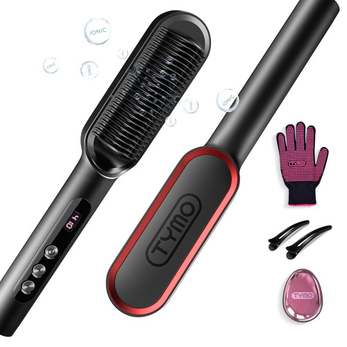 TYMO Ring Plus Hair Straightener Brush, Ionic Straightening Comb, 9 Temps