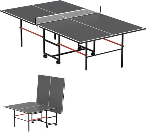 8X4FT Foldable Ping Pong Table,Professional Table Tennis Table with Net, 2 Table Tennis Paddles and 3 Balls - Tournament Quality for Indoor/Outdoor