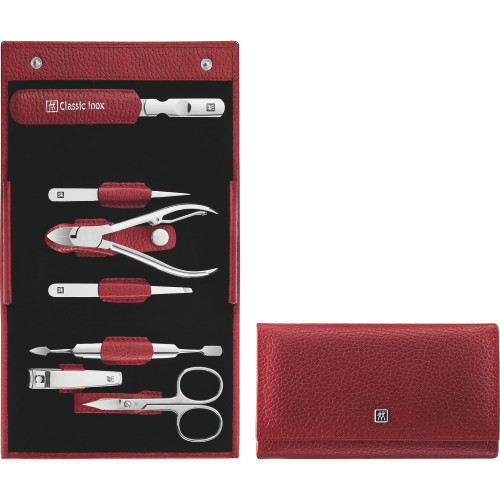 ZWILLING Beauty Classic Inox 8-pc Manicure set with Leather Case - Red
