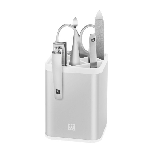 ZWILLING manicure and pedicure bath station set, gift set, nail care bathroom set, 5-piece, silver