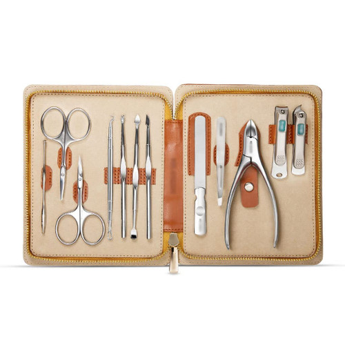 ASWRTYJO Manicure Set 12 in 1 Full Function Kit Professional Stainless Steel Pedicure Sets with Leather Portable Gift