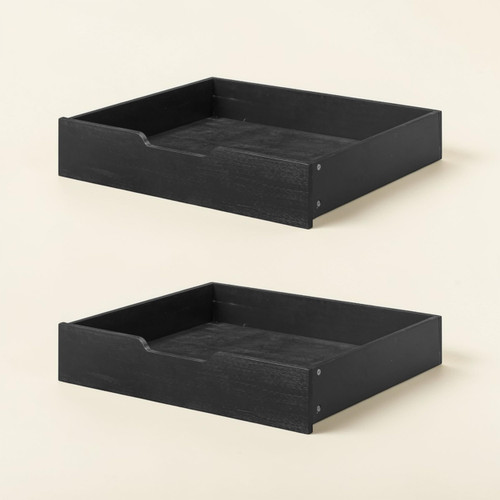 NTC Solid Wood Under Bed Storage with Wheels, 2-Pack Under Bed Organizer Drawer, Space Saving Bedroom Storage Box, 100 lbs Capacity, Burnt Black