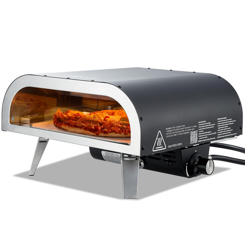 VEVOR Propane Outdoor Pizza Oven, 12 Inch Gas Pizza Maker, Max 1000℉, Portable Outdoor Cooker with Thickened Pizza Stone, 3 Layers Pizza Oven for Outside Patio Camping & Backyard, Black
