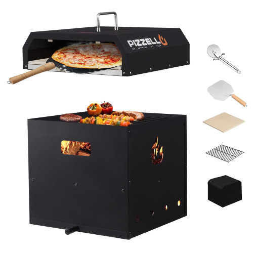 PIZZELLO 16" 4-in-1 Detachable Outdoor Pizza Oven & Wood Fire Pit