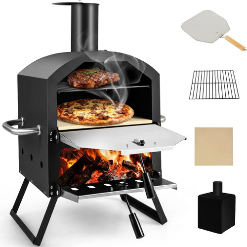 LDAILY Outdoor Pizza Oven, Wood Fired 12 Inch Pizza Maker