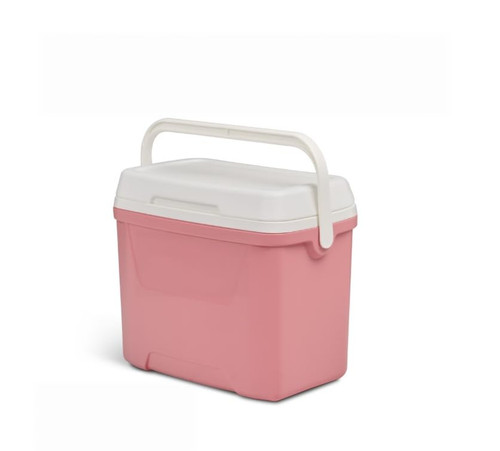 28 QT Coral Pink Hard-Sided Ice Chest Cooler, Insulated Portable Cooler with Swing-Up Handle for Outdoor Camping Picnic & Tailgate