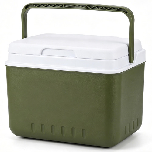 Insulated Cooler, 6L Portable Ice Chest with Long-Lasting Insulation Handle Hard Cooler Box Hot Cold Use for Camping, Fishing, Travel, Green.