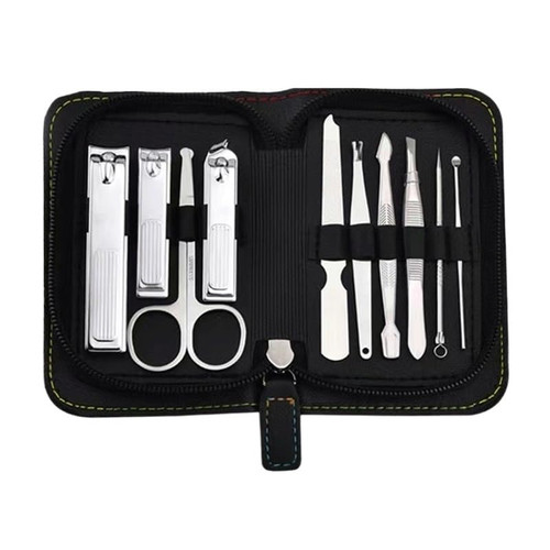 DFWZMQTG Portable Home Nail Clippers Set 10 Piece Tool Manicure Set(Black)
