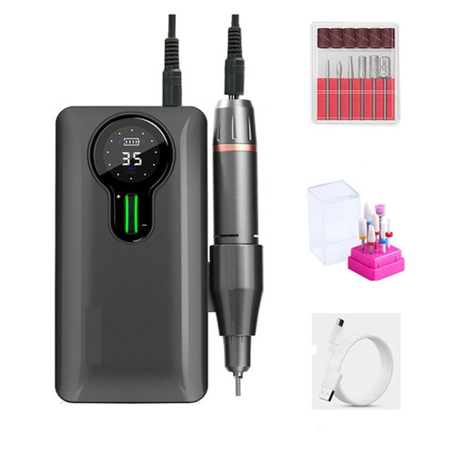 VgtHK Nail Drill, Professional Nail Drill, 35000Rpm Rechargeable Nail Efile, Portable Electric Nail File Machine for, Gel Nails, Manicure Pedicure for Home Salon Use Professional Na,Pink,Blackb Set-C