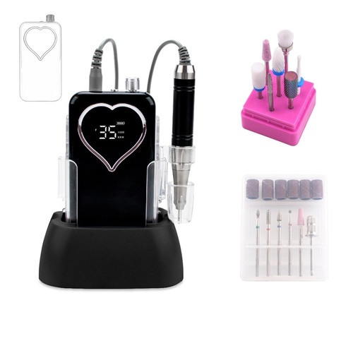 JOTDPFRYK Nail Grinding Machine Cordless Base Electric Nail Drill Machine Drill Set for Manicure Pedicure Rechargeable Battery Wireless for DIY Home or Salon Mani-Pedis