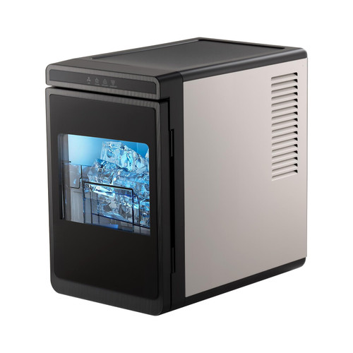 Countertop Ice Maker, 22 lbs per Day, Self-Cleaning Portable Machine with Tong, Drawer-Style Ice Access, Ice-Making Machine with Large Square Cubes, Kitchen, Office, Bar & Party, Designed for Home