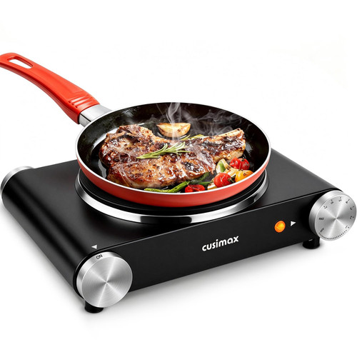 CUSIMAX Electric Burner Hot Plate for Cooking Cast Iron Single Stove, 1500W