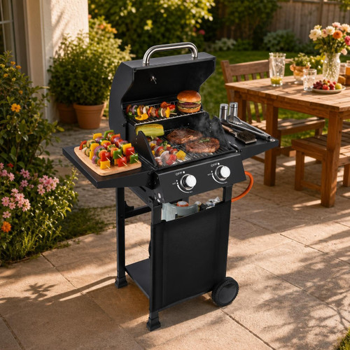 Reljofum 16000 BTU Propane Gas Griddle Grill Flat Top with Side Shelves