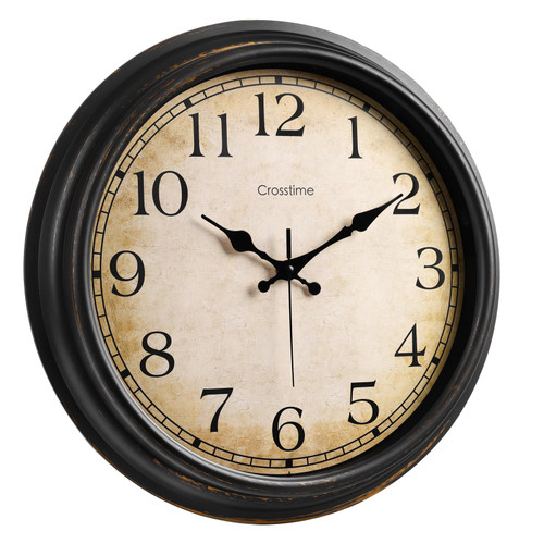 Crosstime 16 Inch Vintage Wall Clock Battery Operated Silent Bronze