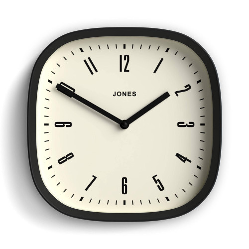 JONES CLOCKS® Marvel wall Clock | Retro Rounded Square Clock | 10" | Black