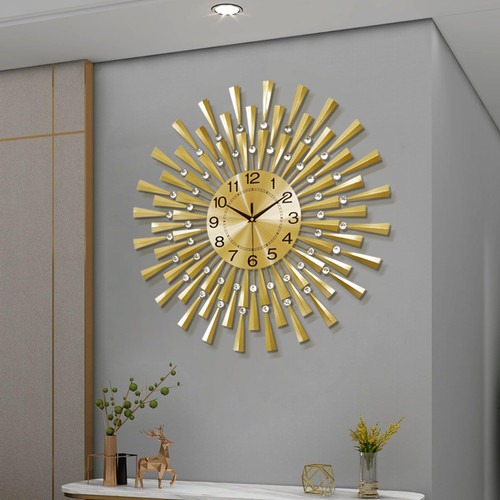 FLEBLE Large Wall Clocks for Living Room Decor Modern Gold Silent Clock