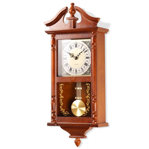 AYRELY® 25IN Grandfather Vintage Wall Clock with Pendulum and Chime, Hour/Quarter-Hour Chime, Rubberwood Frame, Large Vintage Wall Clock for Living Room,Home Decor Gift