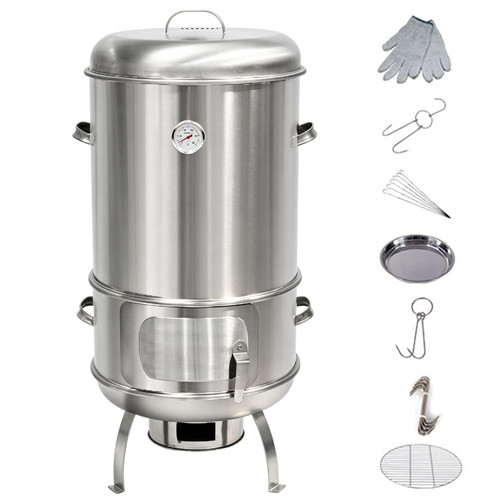 Multi-Function Vertical Drum Charcoal Smoker BBQ Grill
