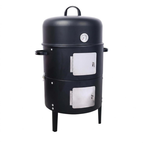 17 Inch Steel Charcoal Smoker, Vertical BBQ Grill for Outdoor Cooking