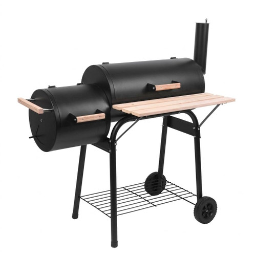 44 x 25 x 44 in Offset Smoker Grill with Side Firebox and Wheels