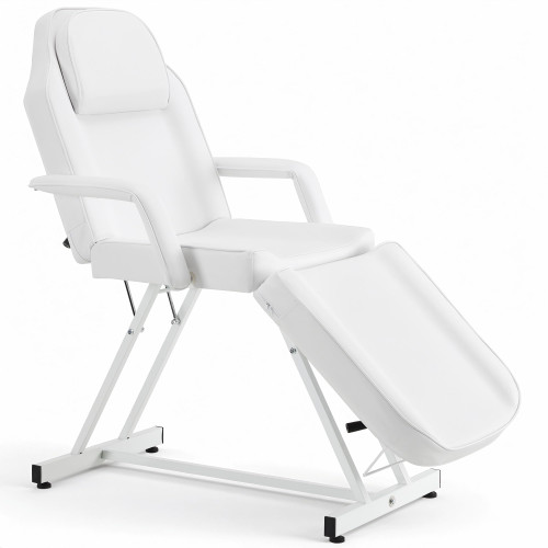 BarberPub Adjustable Tattoo Chair Esthetician Facial Bed 72 in 0015 White