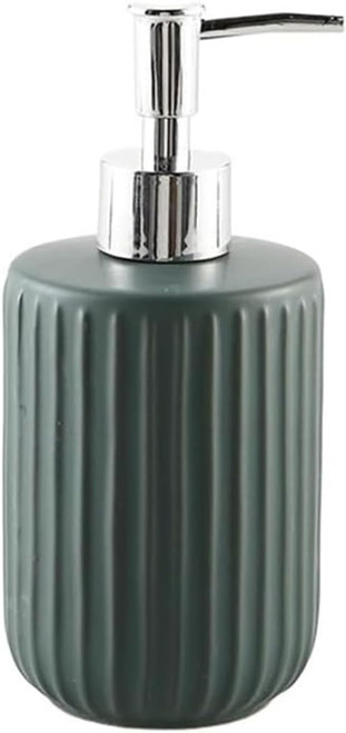Soap Dispenser,Classic Manual,for Bathroom and Kitchen,Ceramic,refillable with Stainless Steel Pump Glass.(Green)
