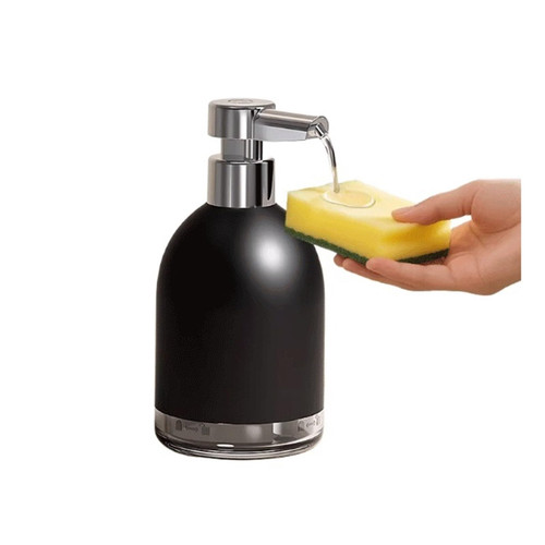 A Sleek, Versatile Black-and-White Aluminum Alloy Soap Dispenser, Perfect for Bathrooms and Kitchens Elegant(Black)