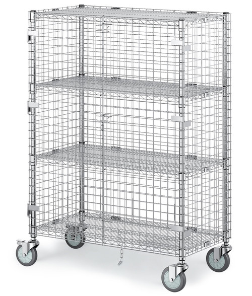 3 Tier Commercial Grade NSF Solid Steel Security Cage Wire Mesh Rack Storage Cage, Mobile Industrial Wire Shelving Security Cage Kit with Lock,Organizer for Warehouse, Garage, 48''L x 24''W x 71''H