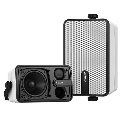Inwa Upgraded Bluetooth Outdoor Speakers, IPX5 Waterproof Wall Mount Speaker, Powerful Bass, Wireless Sync Up to 100 Speakers, Indoor/Outdoor Sound System for Patio/Porch/Gazebo/Garage(MZ-632, 2 PCS)