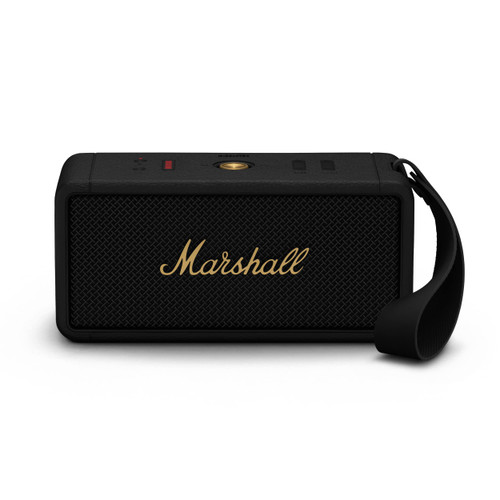 Marshall Middleton Portable Bluetooth Speaker - Rugged Waterproof/Dust-proof Design | Loud Stereo Sound, Deep Bass | Compact and Wireless for Travel and Outdoors - Black and Brass