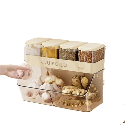 Wall-Mounted Spice Rack with Drawer-Style Seasoning Box