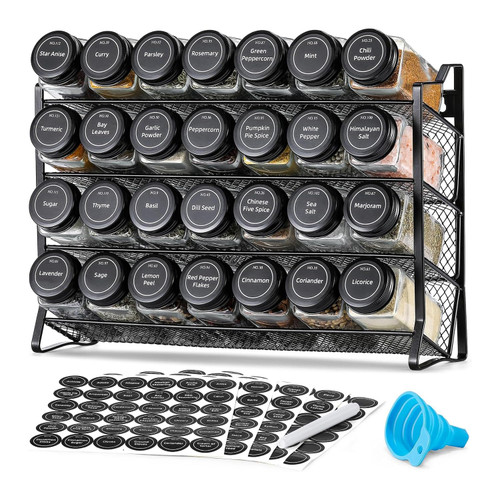 Spice Rack Organizer for Cabinet, Spice Organizer with 28 Empty Spice