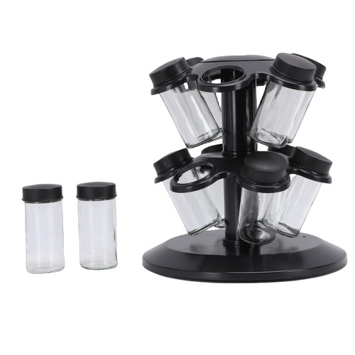 KorsiKato Revolving Countertop Spice Rack with 12 Glass Jars