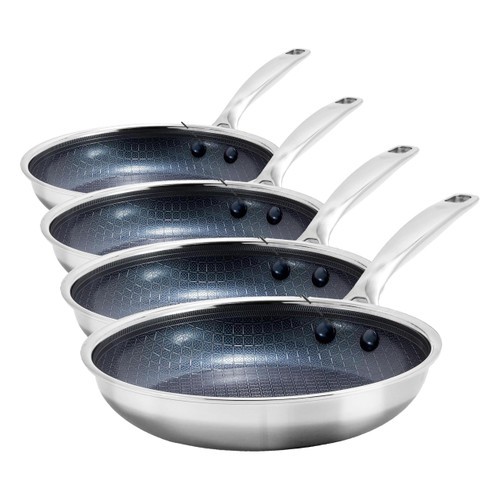 Blue Diamond Hybrid 8" Stainless Steel Nonstick Frying Pan, 8" Frying Pan Skillet (Pack of 4)