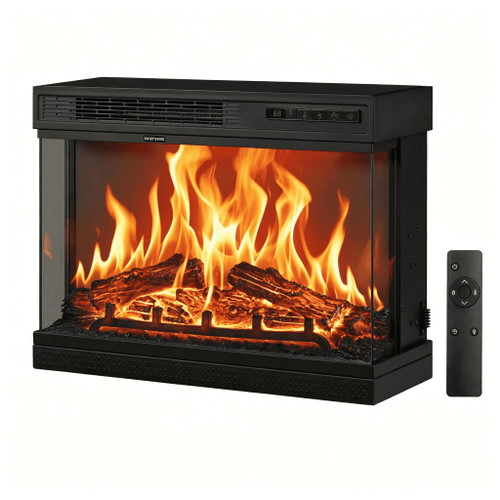 VINGLI 24 inch Electric Fireplace Insert, Modern 3-Sided Recessed Fireplace with 12 Realistic Adjustable Flame Colors, 5 Brightness Levels, 8H Timer, Overheat Protection & Remote Control