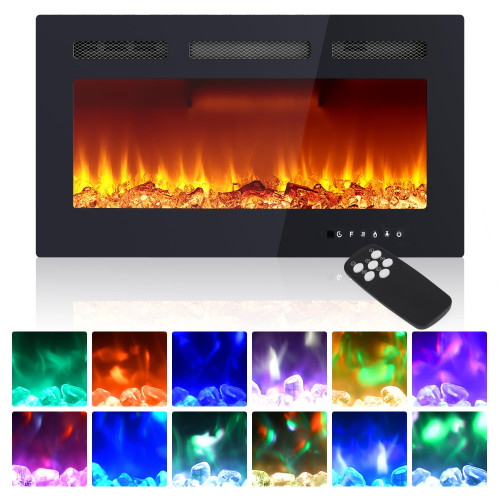 GAOMON 30 Inch Electric Fireplace, Ultra-Thin Wall Mounted Fireplace Heater
